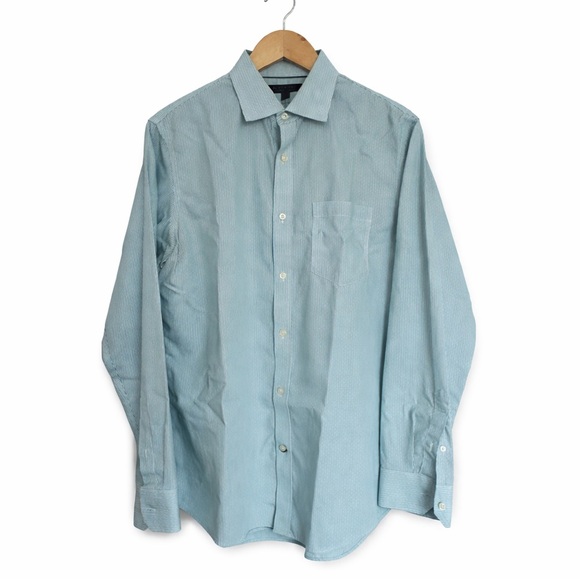 Banana Republic Mens Dress Shirt Non-Iron Classic Fit Green Stripe Neck 15 | 25 - Picture 3 of 7